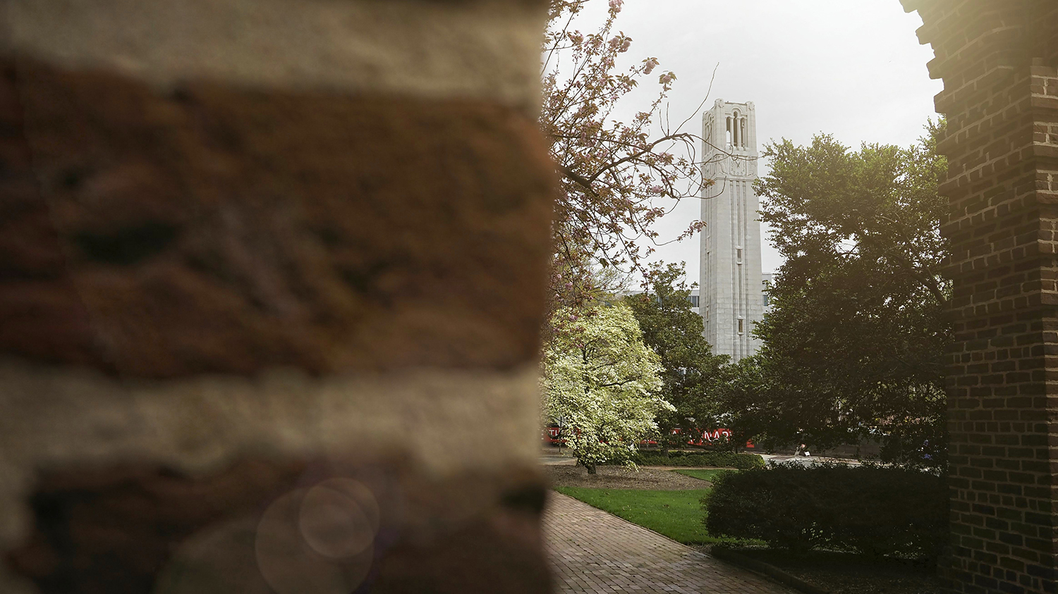 The Memorial Belltower, as seen from Holladay Hall