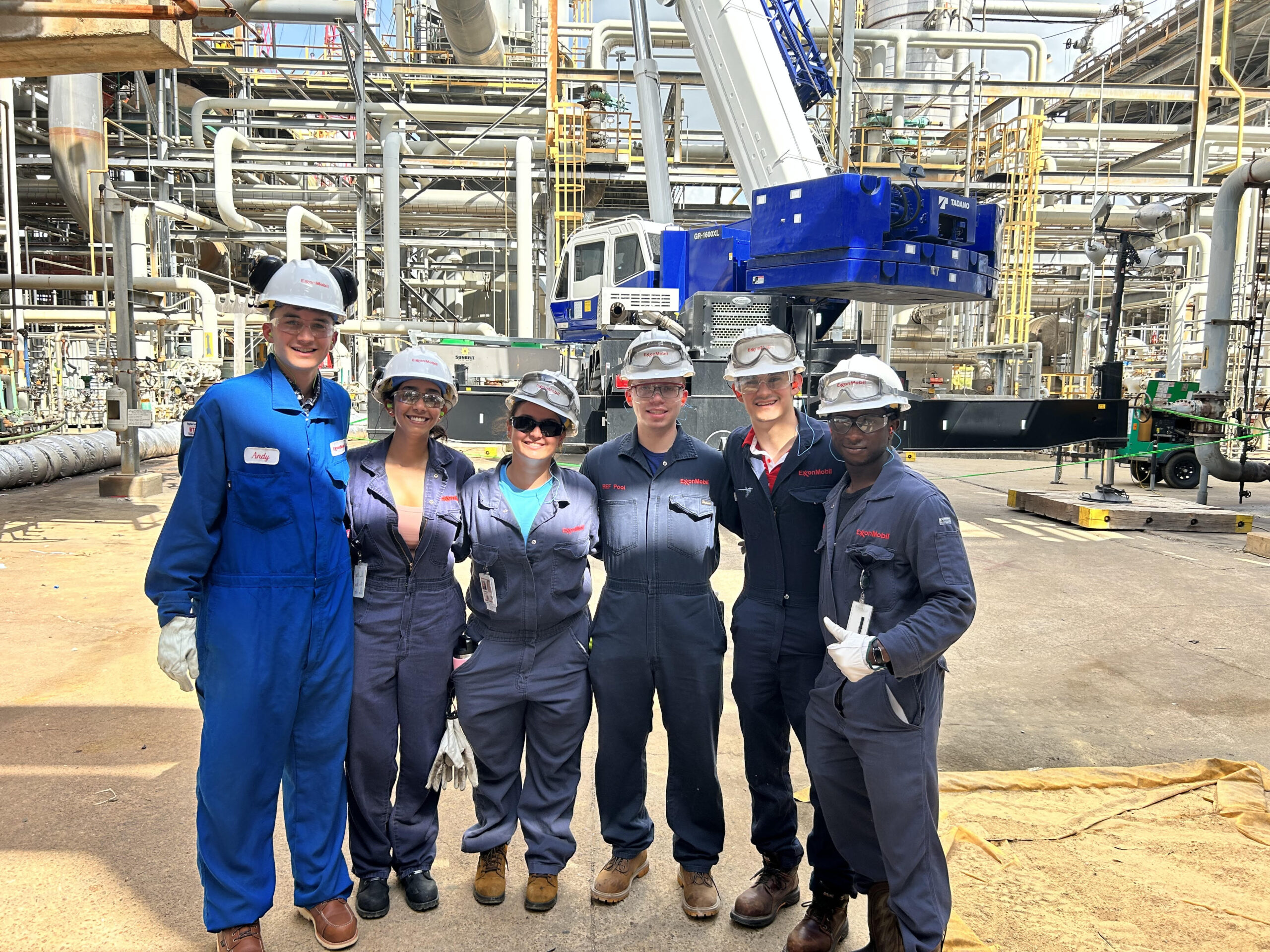 Tyler (far right) at ExxonMobil internship site.